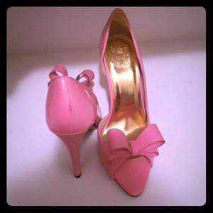 Pink peep toe heels